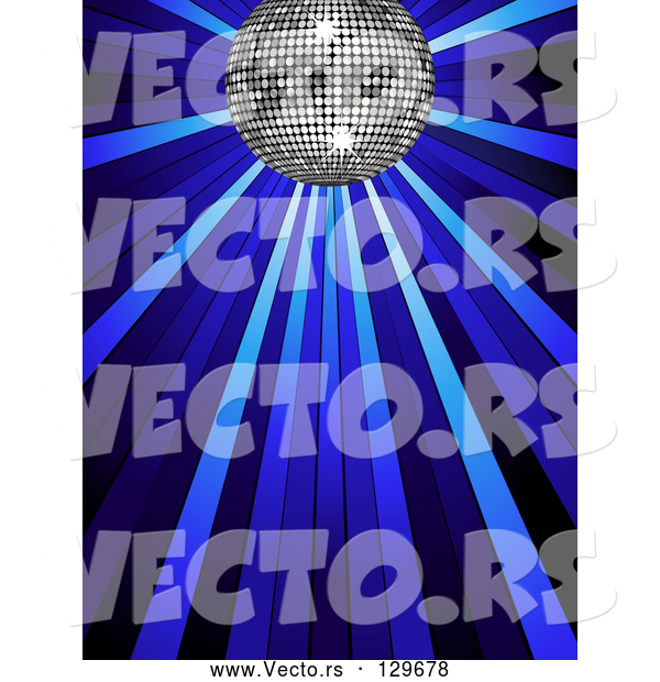 Vector of Silver Disco Ball Shining in Spotlights on a Blue Background