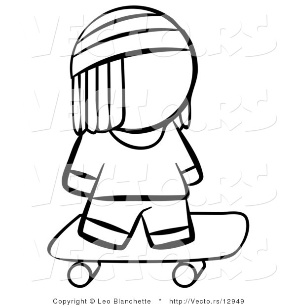 Vector of Skater Boy - Coloring Page Outlined Art