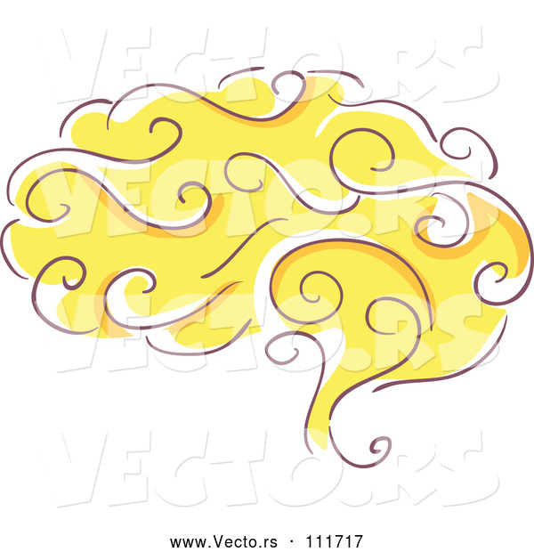 Vector of Sketched Yellow Human Brain