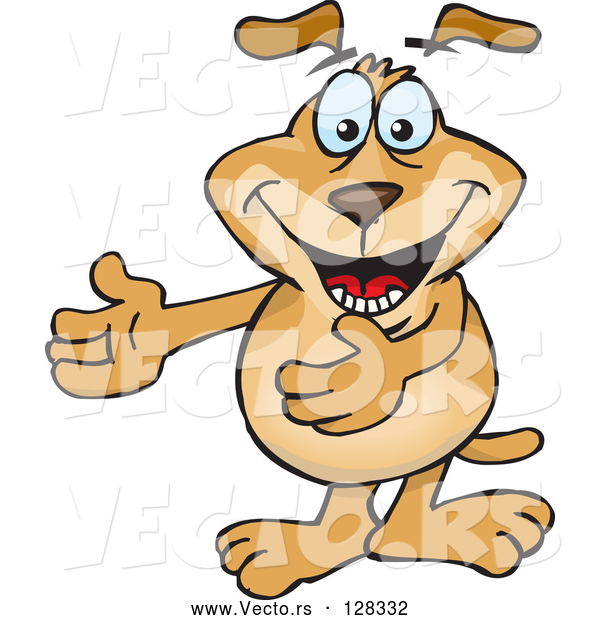 Vector of Sparkey Dog Gesturing with His Arms out to the Left