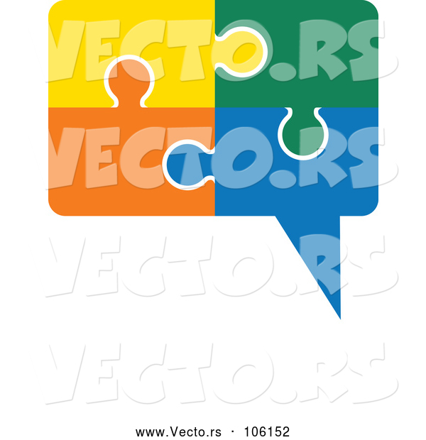 Vector of Speech Balloon Made of Colorful Jigsaw Puzzle Pieces