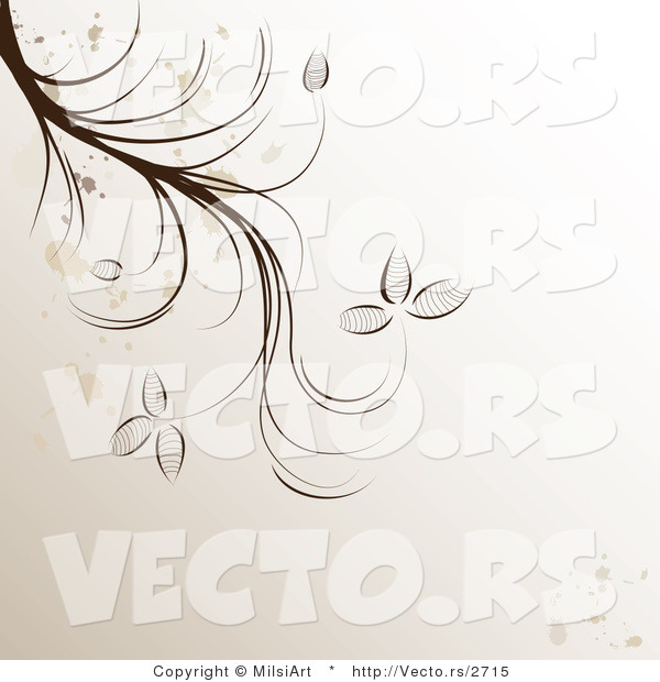 Vector of Splattered Brown Vines over Beige Background Design