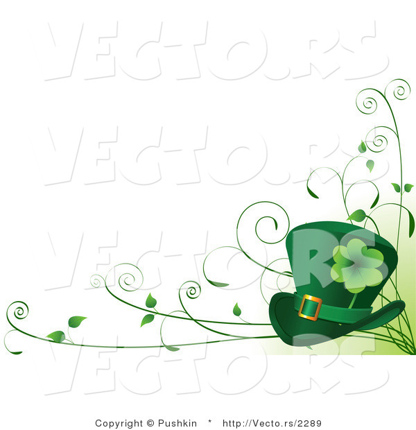 Vector of St. Patricks Day Theme with Leprechaun Hat and Vines - Background Design Element