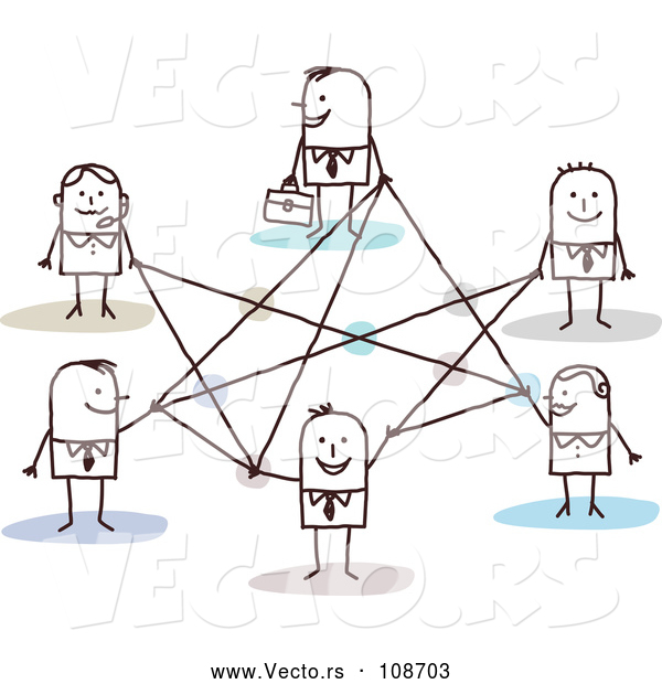 Vector of Stick Business People Connected in a Network