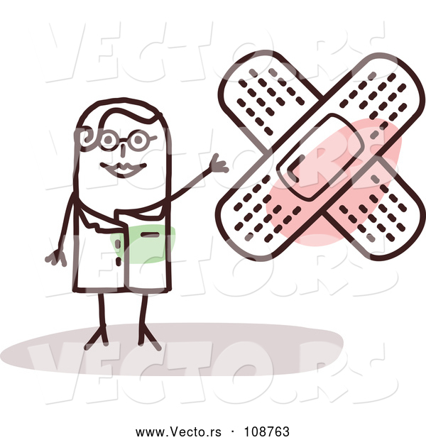 Vector of Stick Girl Doctor with Crossed Bandages
