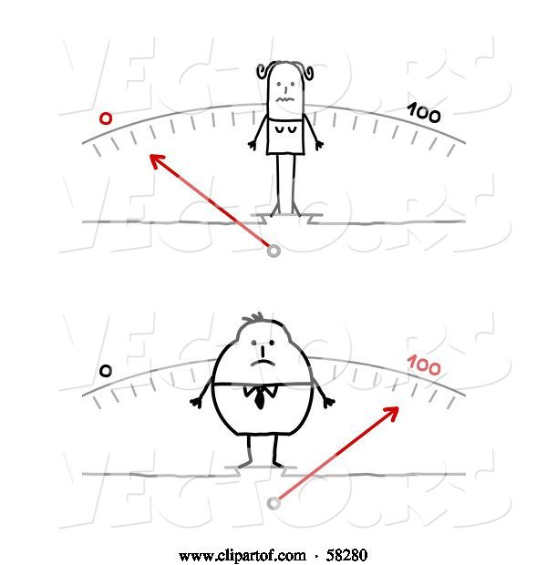 Vector of Stick People Character Guy and Lady Standing on Scales