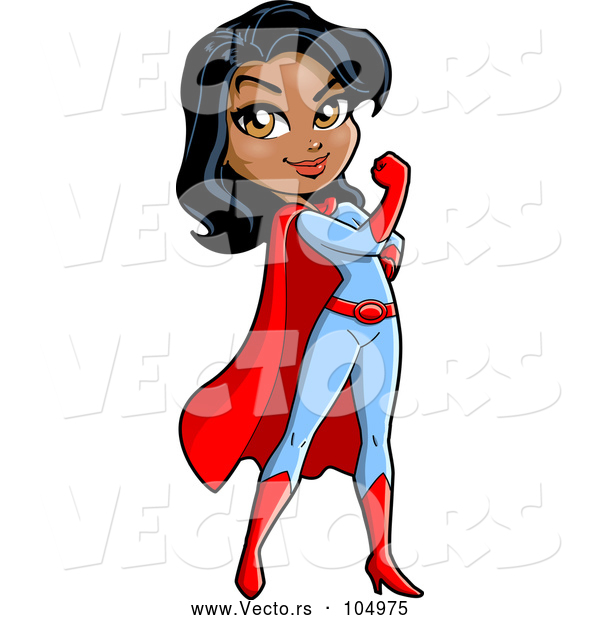 Vector of Strong Black Female Super Hero Flexing Her Bicep