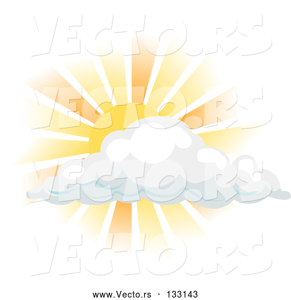 Vector of Sun Shining Behind a Cloud