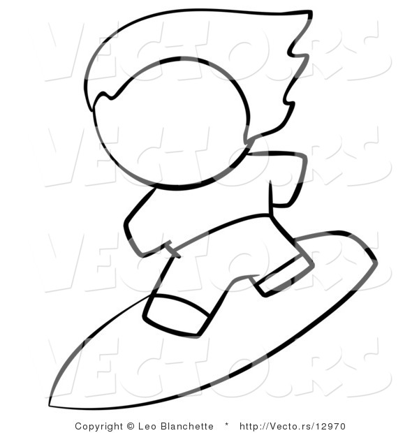 Vector of Surfer Dude - Coloring Page Outlined Art