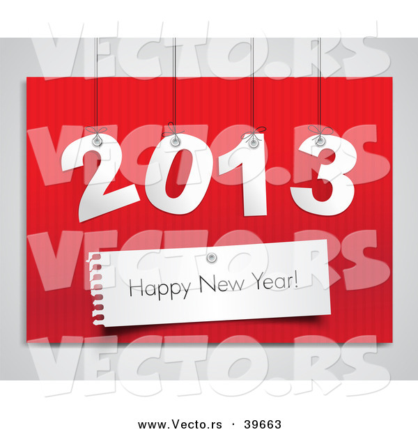 Vector of Suspended 2013 over Red with Happy New Year Greeting over Red