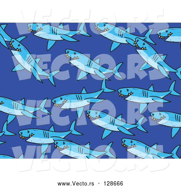 Vector of Swimming Sharks - Blue Background Theme