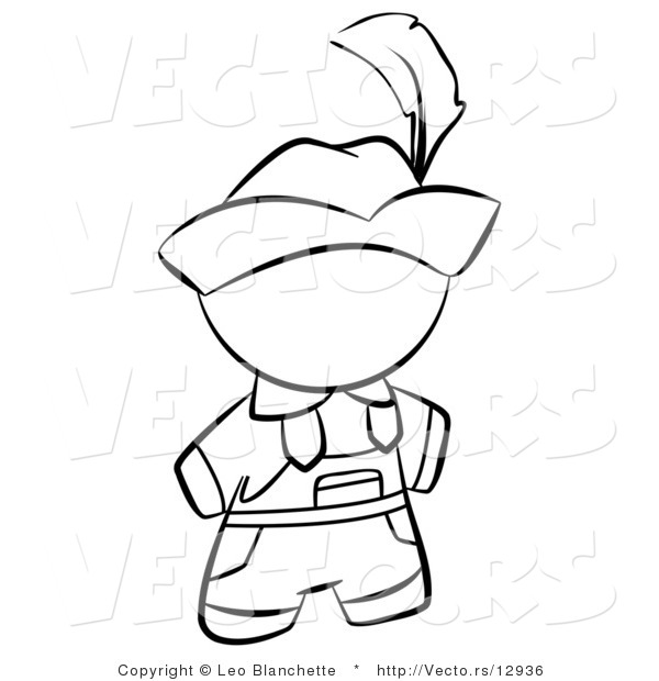 Vector of Swiss Person in a Hat - Coloring Page Outlined Art