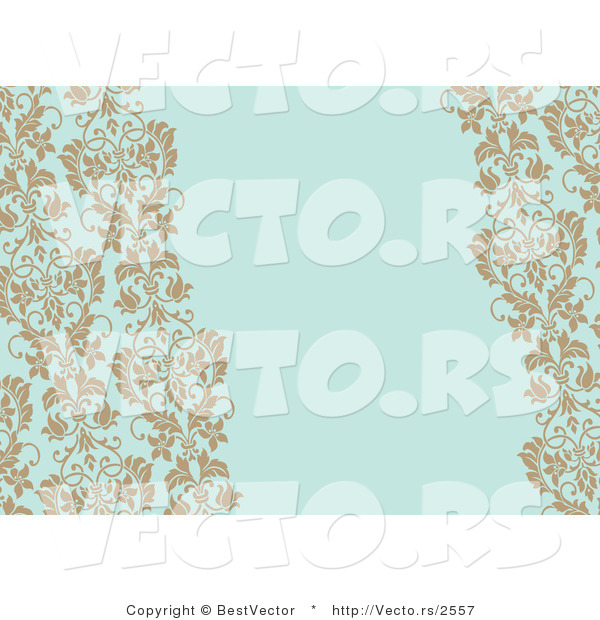 Vector of Tan Vines on Blank Blue Invitation Background