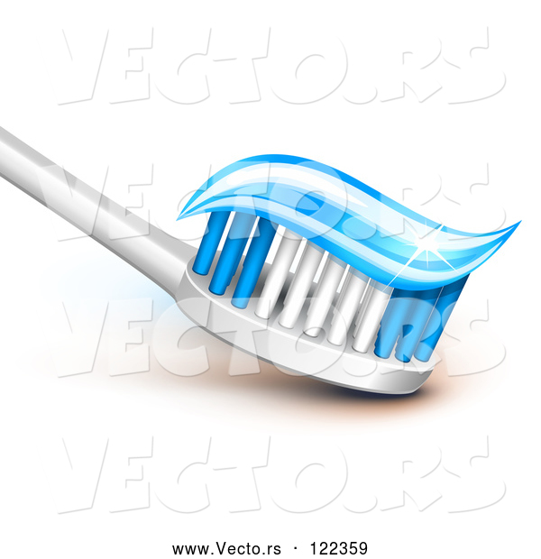 Vector of Tooth Brush with Sparly Blue Gel Paste on the Bristles