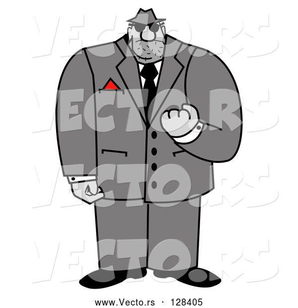 Vector of Tough Mafia Guy Threatening with His Fist