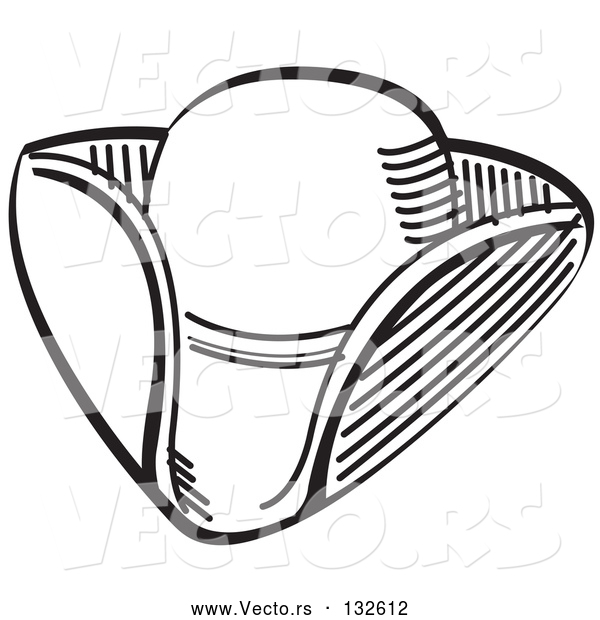 Vector of Tricorne Hat in Black Lineart