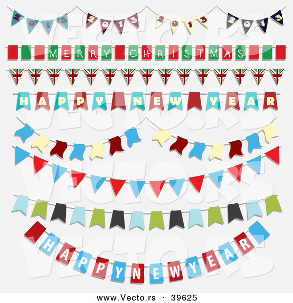 Vector of Unique Christmas Styled New Year Bunting Party Banners