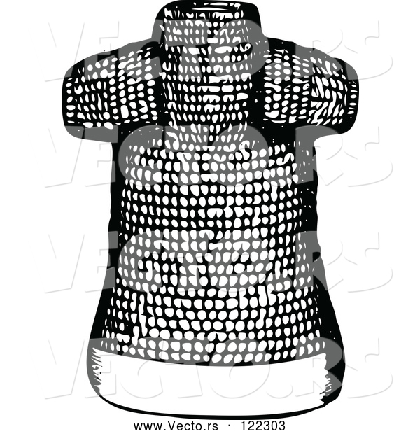 Vector of Vintage Black and White Ancient Chainmail Coat 1