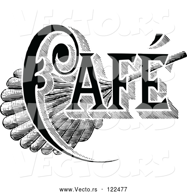 Vector of Vintage Black and White Cafe Sign 1
