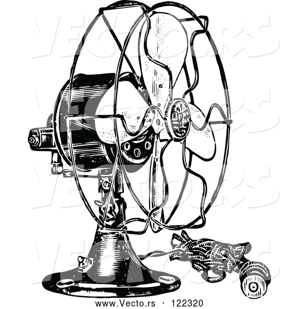 Vector of Vintage Black and White Electric Fan