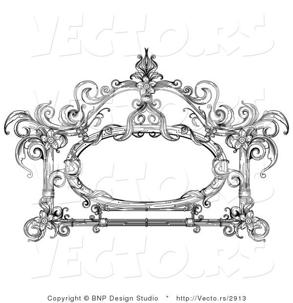 Vector of Vintage Black and White Victorian Frame Design