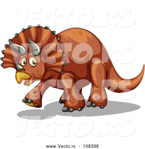 Vector of Walking Brown Triceratops Dinosaur