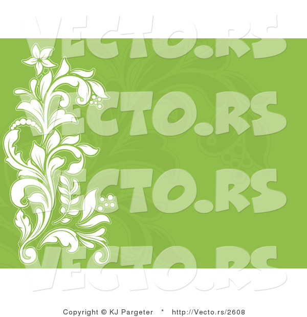Vector of White Flourishes over Green Background with Blank Copyspace