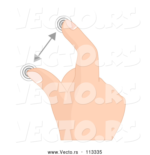 Vector of White Hand Expanding and Zooming on a Touch Screen