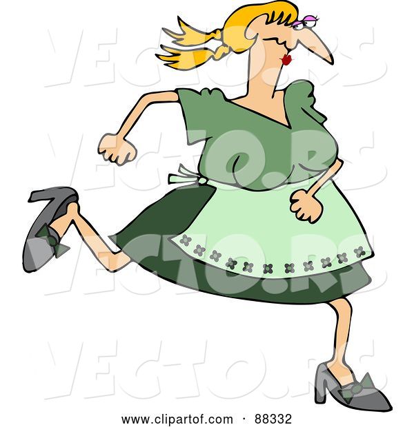 Vector of White Maiden Lady in Green, Running