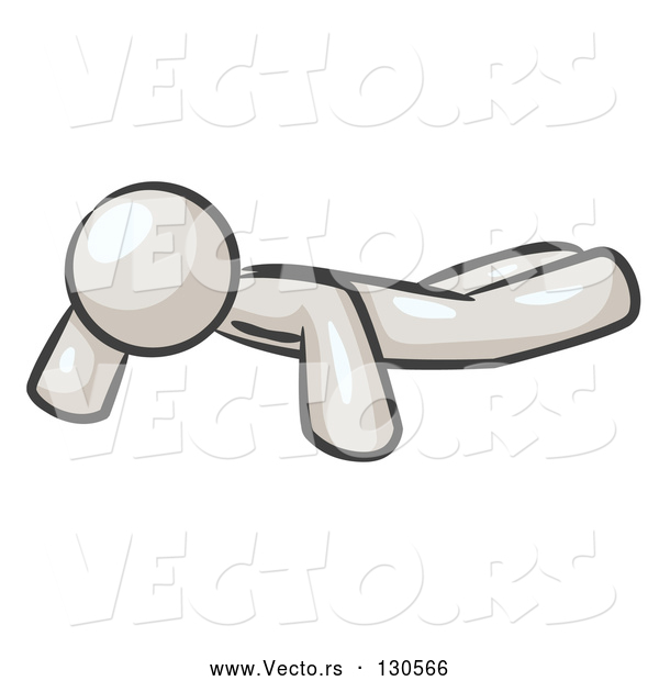 Vector of White Man Doing Pushups While Strength Training