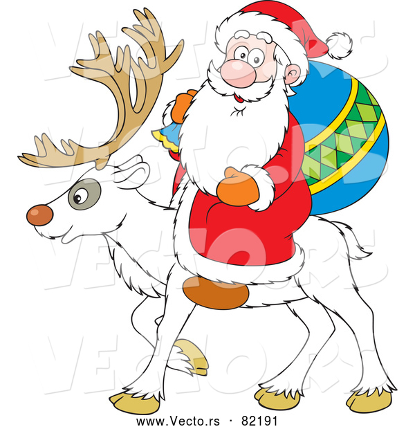 Vector of White Reindeer with Santa