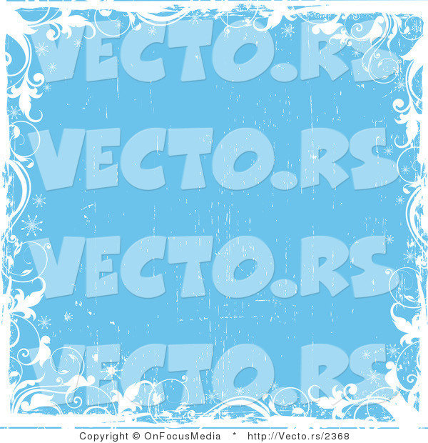 Vector of White Vines with Sparkles over a Grungy Blue Background