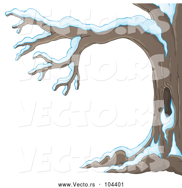 Vector of Winter Tree Flocked with Snow