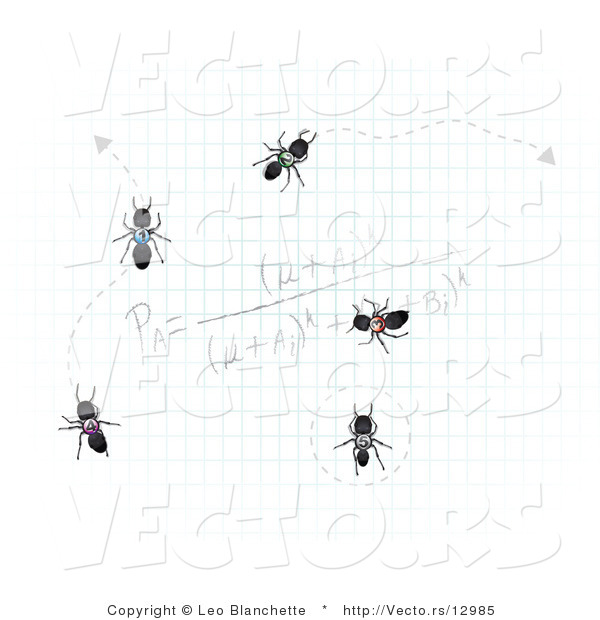 Vector of Worker Ants on Graph Paper with Calculations