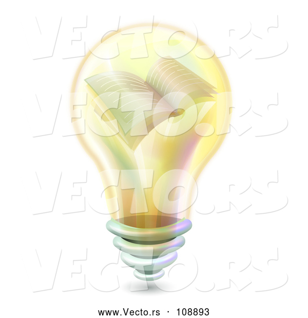 Vector of Yellow Light Bulb with a Book on the Inside