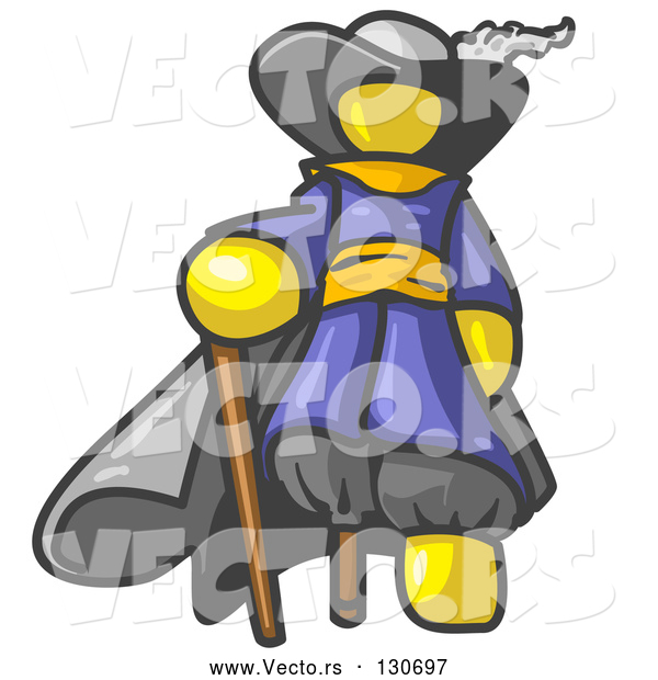 Vector of Yellow Male Pirate with a Cane and a Peg Leg