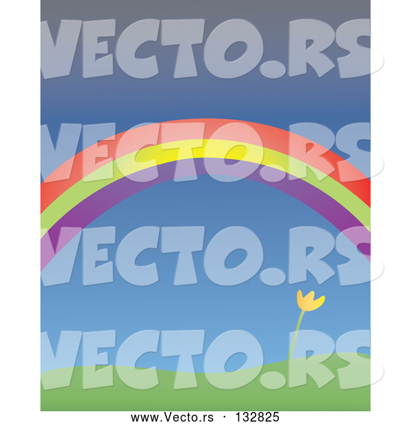 Vector of Yellow Spring Tulip Growing Under a Colorful Rainbow