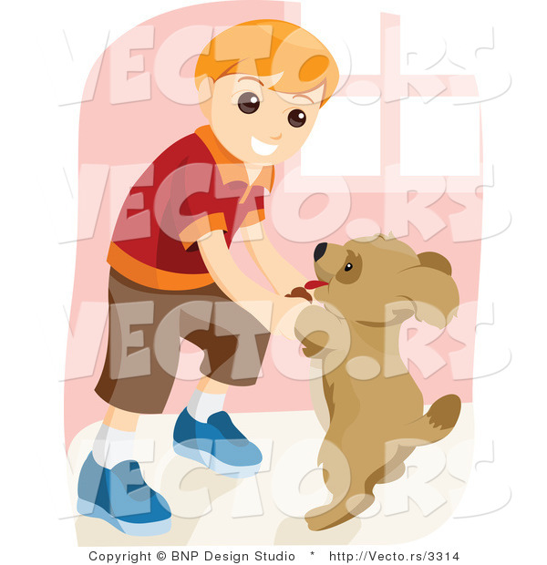 Vector of Young Boy Dancing with Dog