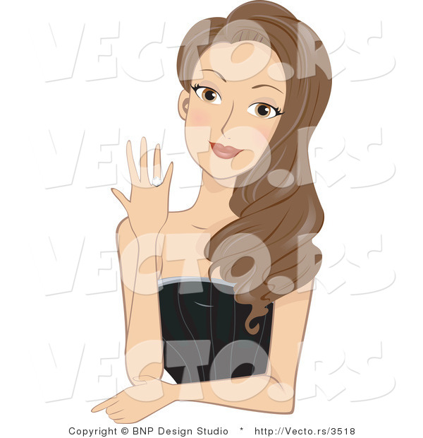 Vector of Young Lady Showing Her Engagement Ring