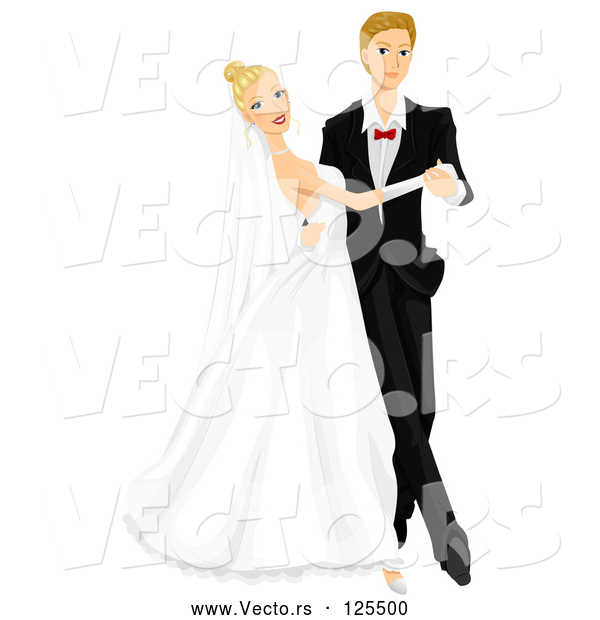 Vector of Young Wedding Couple Dancing at Their Wedding