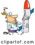 Cartoon of a Confused Man Trying to Build a Rocket by Toonaday