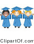 Cartoon Vector of 3 Happy Graduation Kids Smiling Big with Arms out by BNP Design Studio