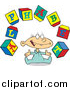 Cartoon Vector of a Baby with Alphabet Letter Blocks by Toonaday