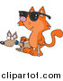 Cartoon Vector of a Blind Cat Using an Assistance Dog by Toonaday