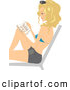 Cartoon Vector of a Blond Woman Reading in a Chair in the Sun by BNP Design Studio