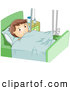 Cartoon Vector of a Boy with a Broken Leg Propped up in a Hospital Bed by BNP Design Studio