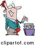 Cartoon Vector of a Business Man Putting His Card into a Bowl for a Drawing by Toonaday