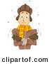 Cartoon Vector of a Cold Man Shivering Outside in Winter Weather by BNP Design Studio