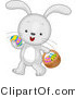Cartoon Vector of a Easter Bunny Carrying Eggs and Basket by BNP Design Studio