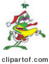 Cartoon Vector of a Female Frog Wearing Santa Costume Under Mistletoe by Toonaday